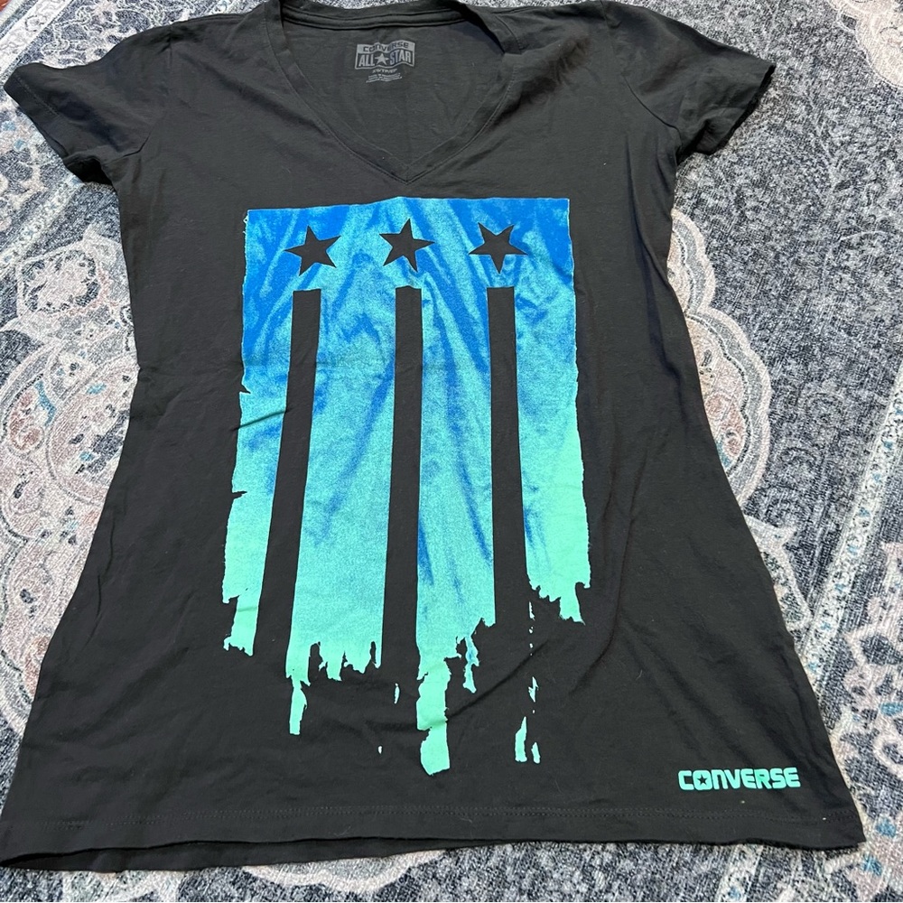 Converse All Star graphic tee print flag black
